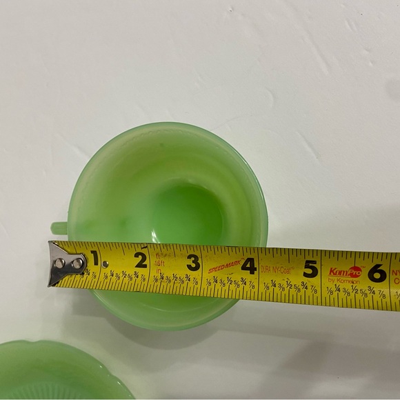 Vtg JADEITE (Jadite)/Anchor Hocking 3pc Set 2 Saucers 1 Cup Green Coffee Tea Set - Picture 13 of 17